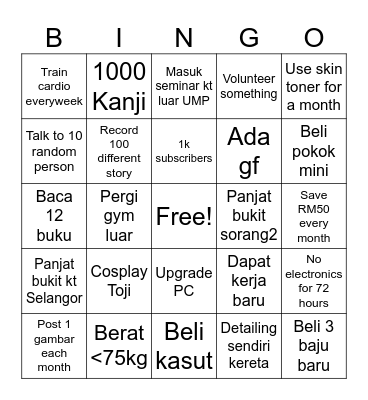 2025 WISHLIST Bingo Card