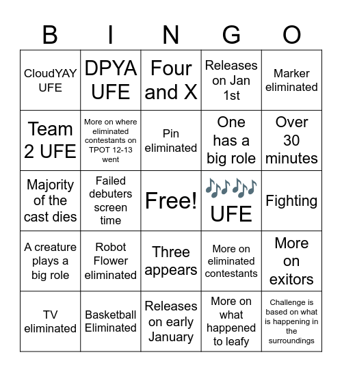 TPOT 15 Bingo Card