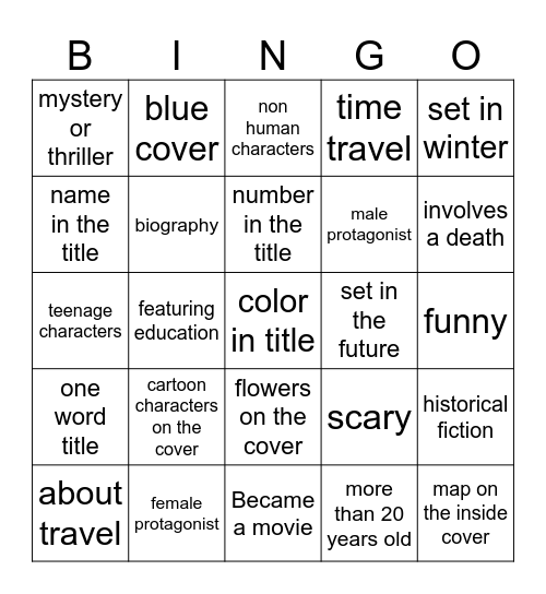 Book Club Bingo Card