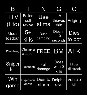 Warzone 2.0 bingo (Credits to: Big Puffer) Bingo Card