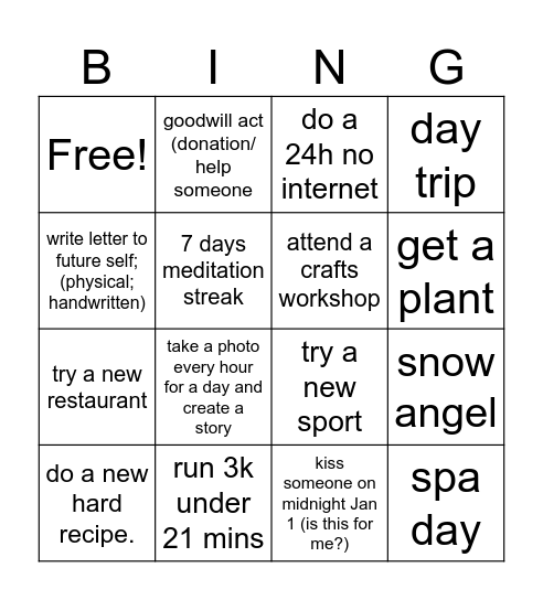 New year bingoo Bingo Card