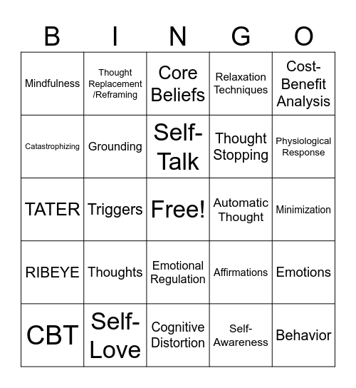 CBT Bingo Card