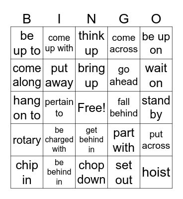ALC Book 26 Phrasal Verbs Bingo Card
