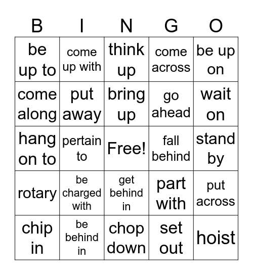 ALC Book 26 Phrasal Verbs Bingo Card