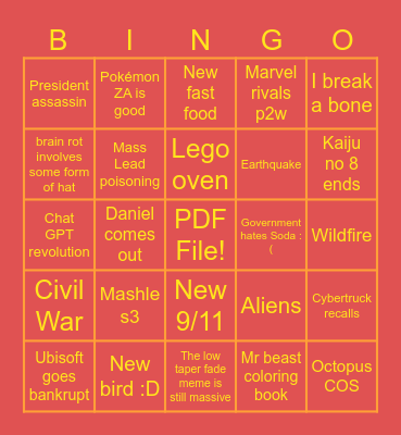 2025 BINGI :3 Bingo Card