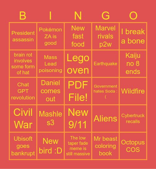 2025 BINGI :3 Bingo Card