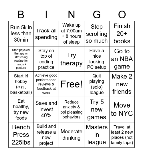2025 Bingo Card