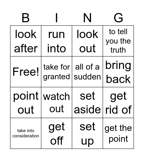 ALC Book 18 Phrasal Verbs Bingo Card