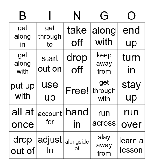 ALC Book 19 Phrasal Verbs Bingo Card