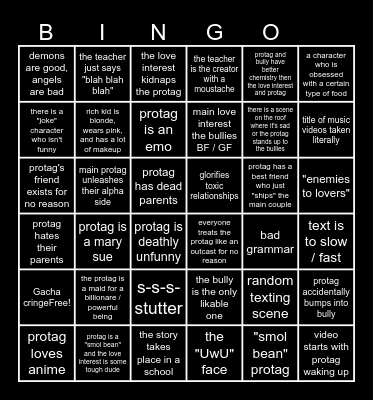 Gacha mini movie bingo Card