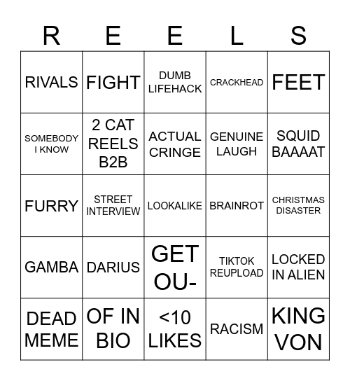 REELS BINGO Card