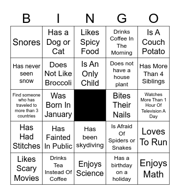 FIND SOMEONE WHO BINGO Card