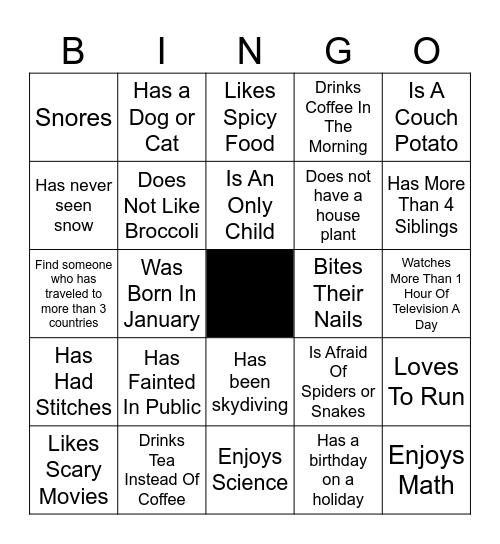 FIND SOMEONE WHO BINGO Card