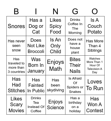 Find Someone Who.... Bingo Card