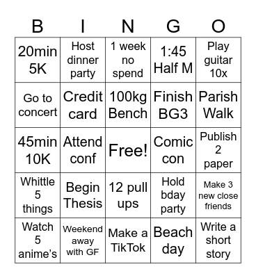 Mark’s 2025 Bingo Card
