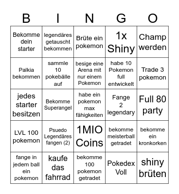 POKEMON PERL Bingo Card