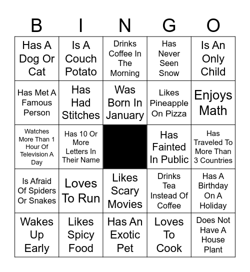 FIND SOMEONE WHO… Bingo Card