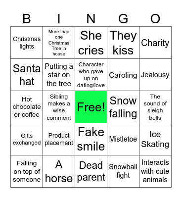 Christmas movie bingo Card