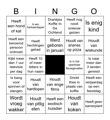 ZOEK IEMAND DIE... Bingo Card