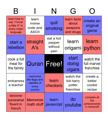 New Year Bingo Card