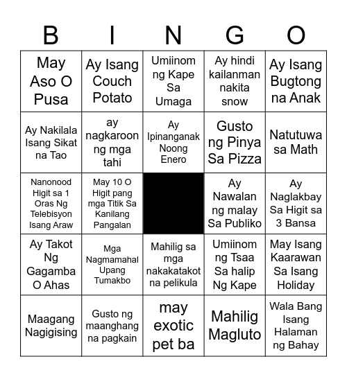 MAGHANAP NG ISANG TAO NA... Bingo Card