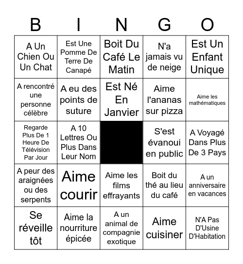 TROUVEZ QUELQU'UN QUI... Bingo Card