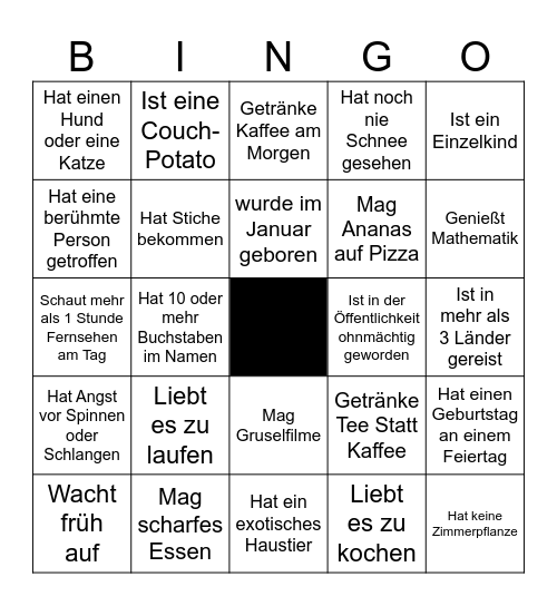 FINDEN SIE JEMANDEN, DER... Bingo Card