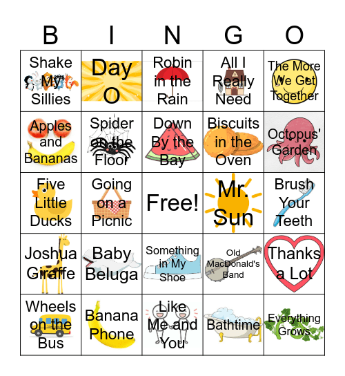 Raffi Hits Bingo Card