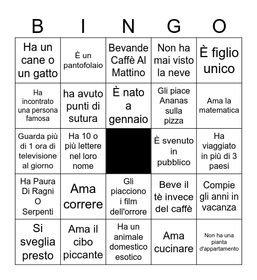 TROVA QUALCUNO CHE... Bingo Card