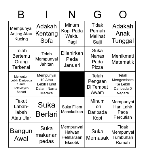 CARI SESEORANG YANG... Bingo Card