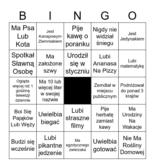 ZNAJDŹ KOGOŚ, KTO... Bingo Card