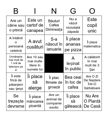 GĂSEȘTE PE CINEVA CARE... Bingo Card