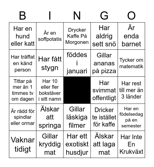 HITTA NÅGON SOM... Bingo Card