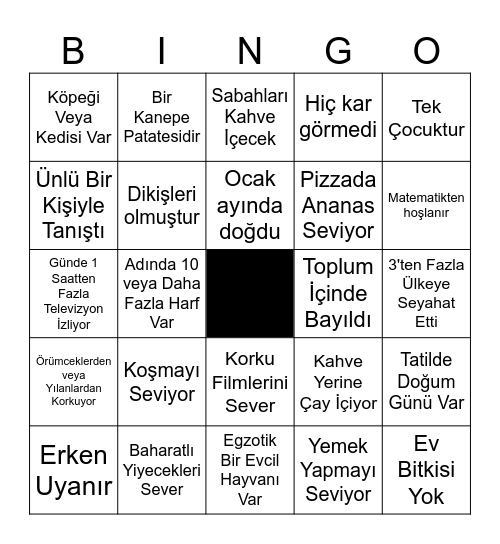 ÖYLE BIRINI BUL KI... Bingo Card