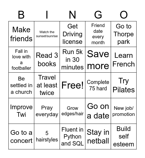 Stephanie’s bingo card 2025 Bingo Card