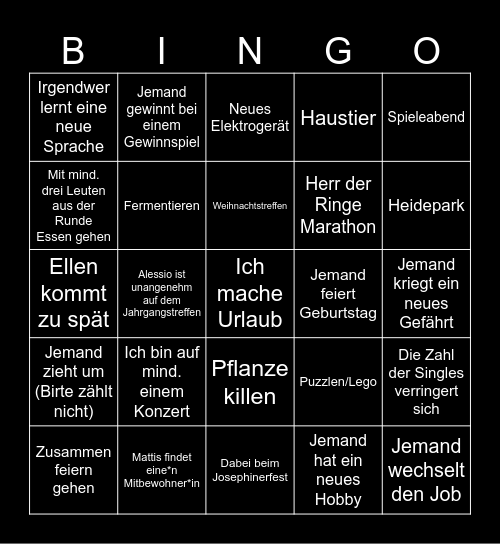 2025 Bingo Card