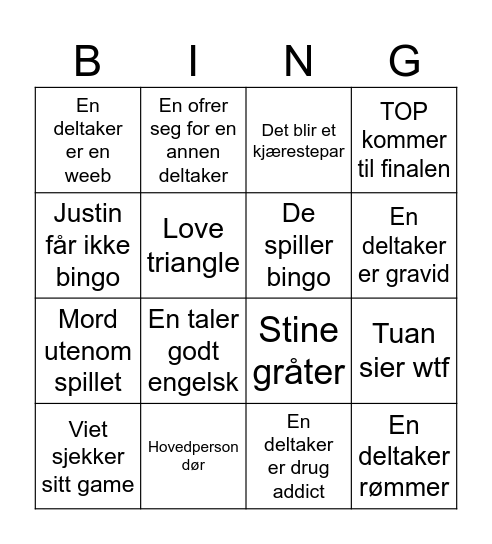 Squid 🦑 Bingo Card