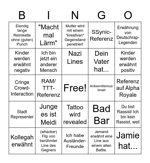 Mighty vs. Yarambo Bingo Card