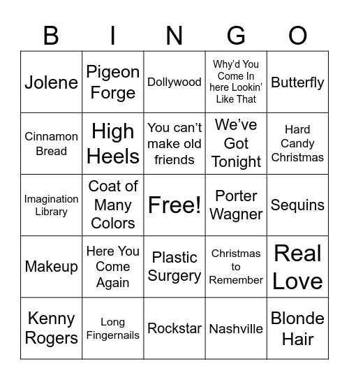 Dolly Parton Bingo Card