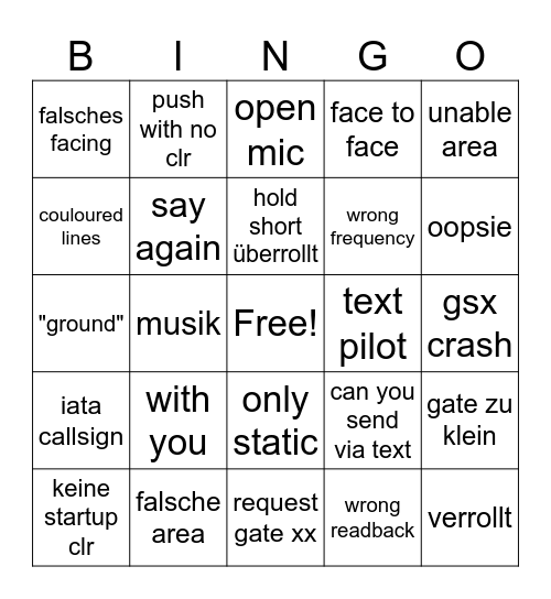 Frankfurt Apron Bingo Card