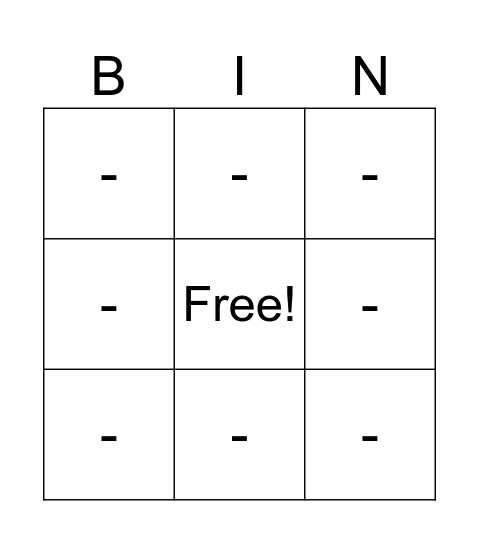 BINGO MUSICAL - BAMBINOS Bingo Card