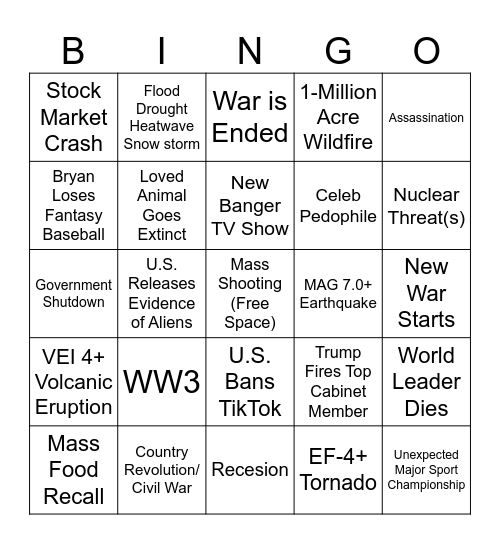 2025 Bingo Card