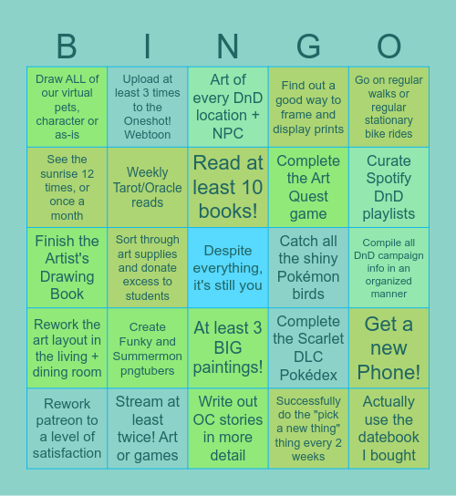 2025 Bingo Card!! Bingo Card
