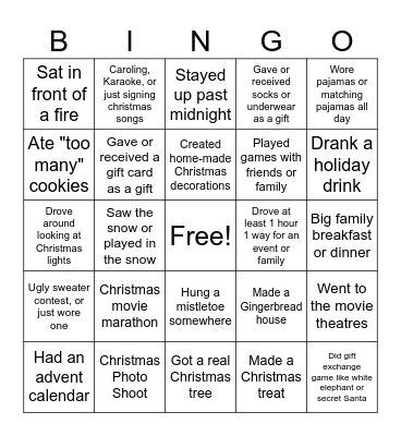 Christmas Bingo Card