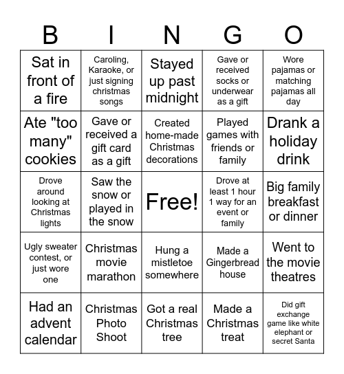 Christmas Bingo Card