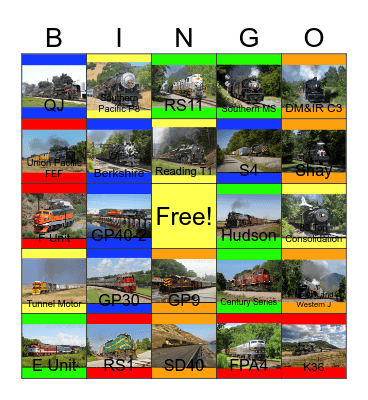 Summer Train Enthusiasts Bingo Card