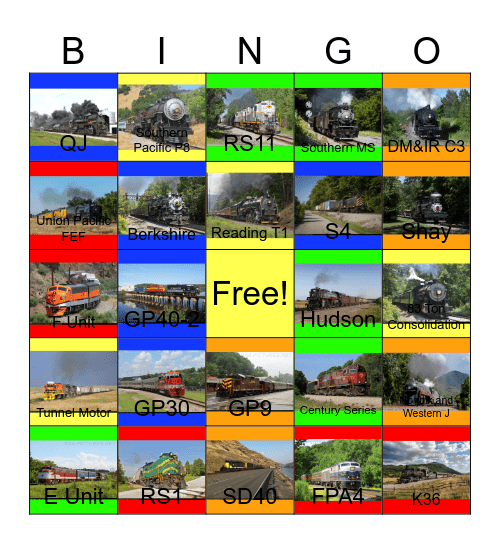 Summer Train Enthusiasts Bingo Card