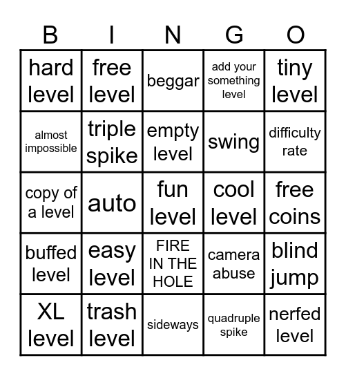 Recent tab BINGO Card