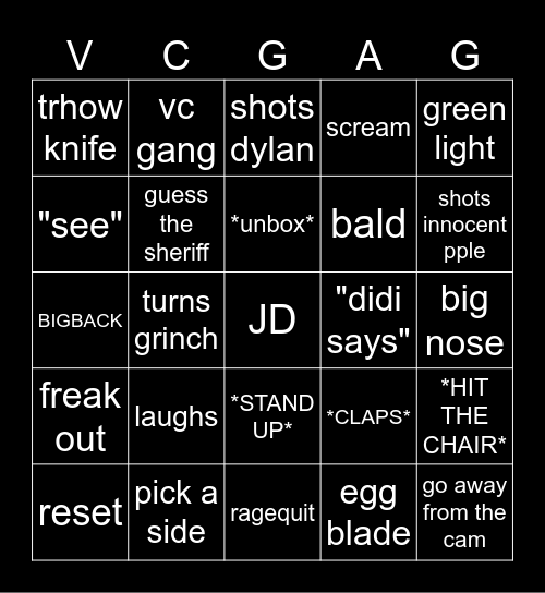 JD BINGO Card