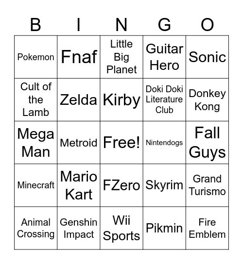 Video Games Bingo Card